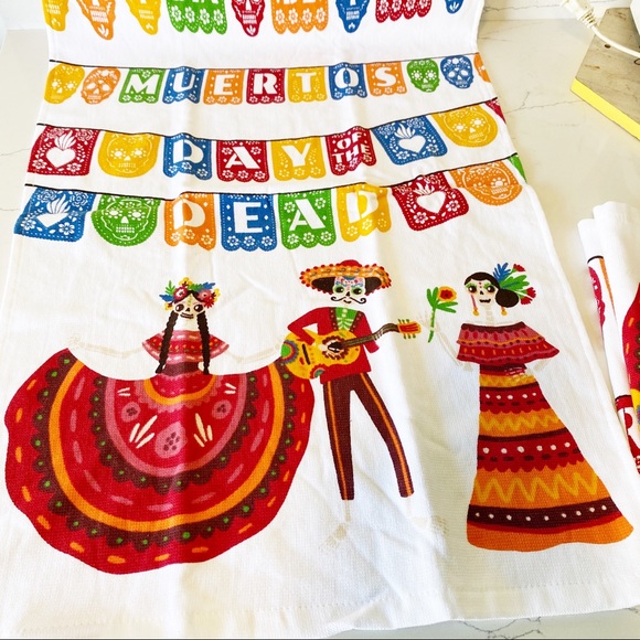 Day of the Dead Dia de Los Muertos Kitchen Towels Sugar Skulls - Picture 6 of 6